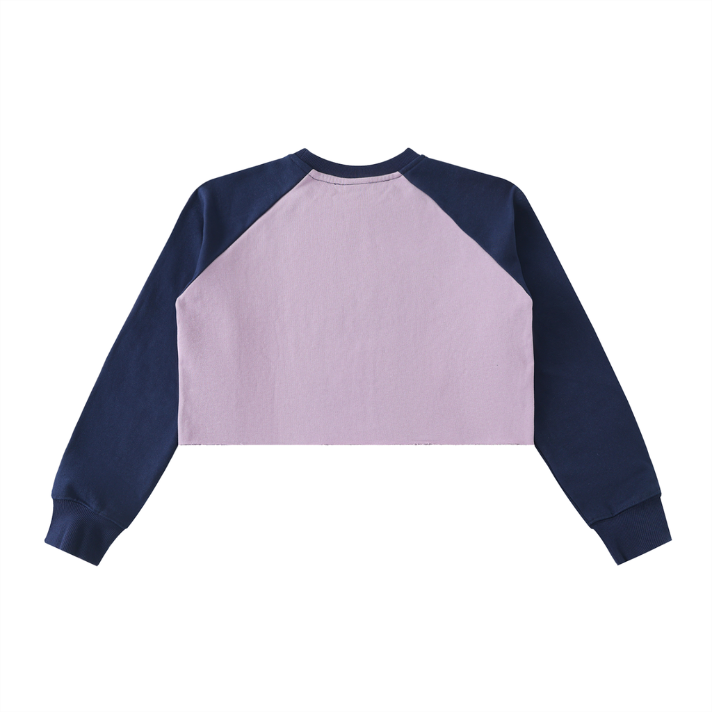 Raw-Hem Color-Block Raglan Crop Sweatshirt