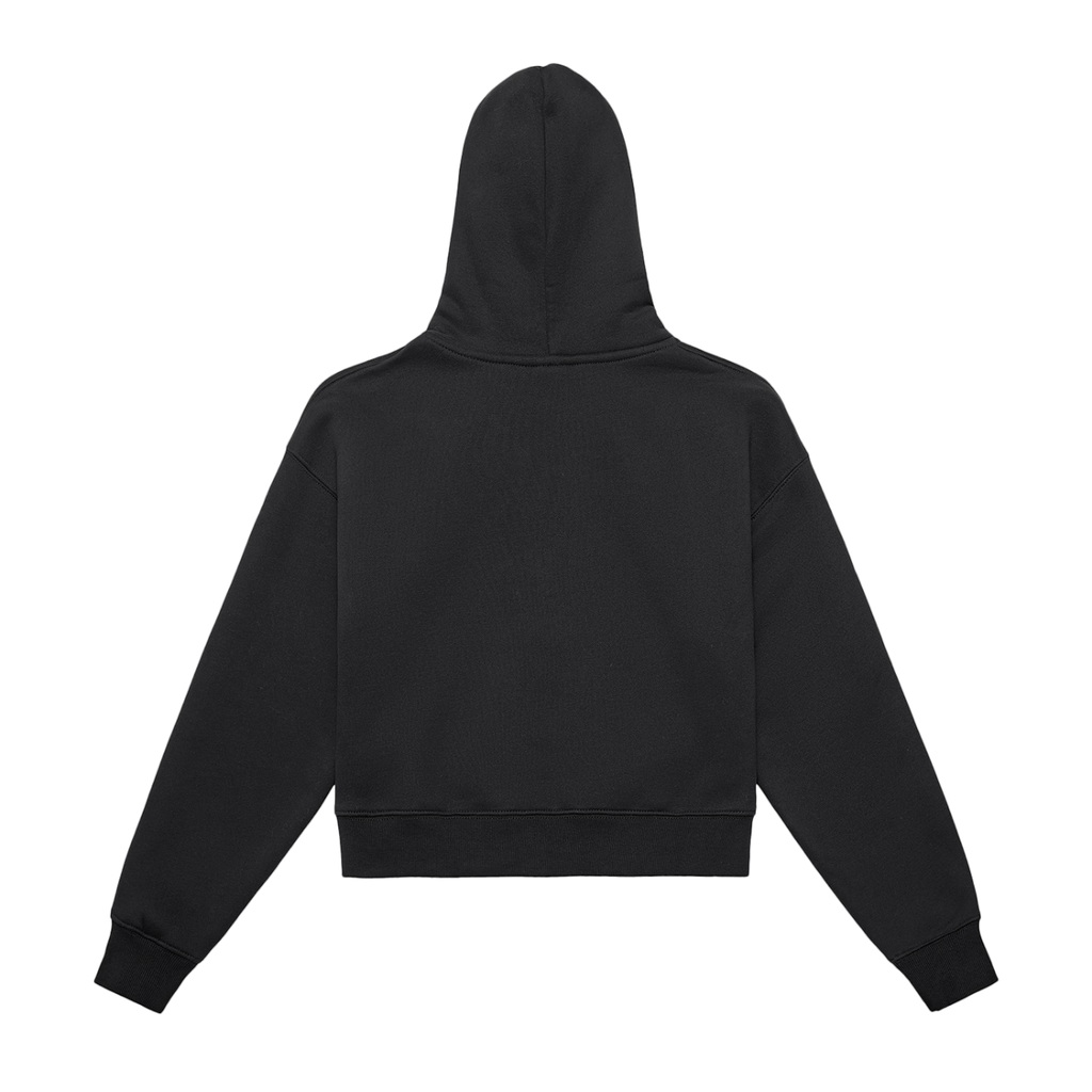 Fleeced Zip-Up Cropped Hoodie