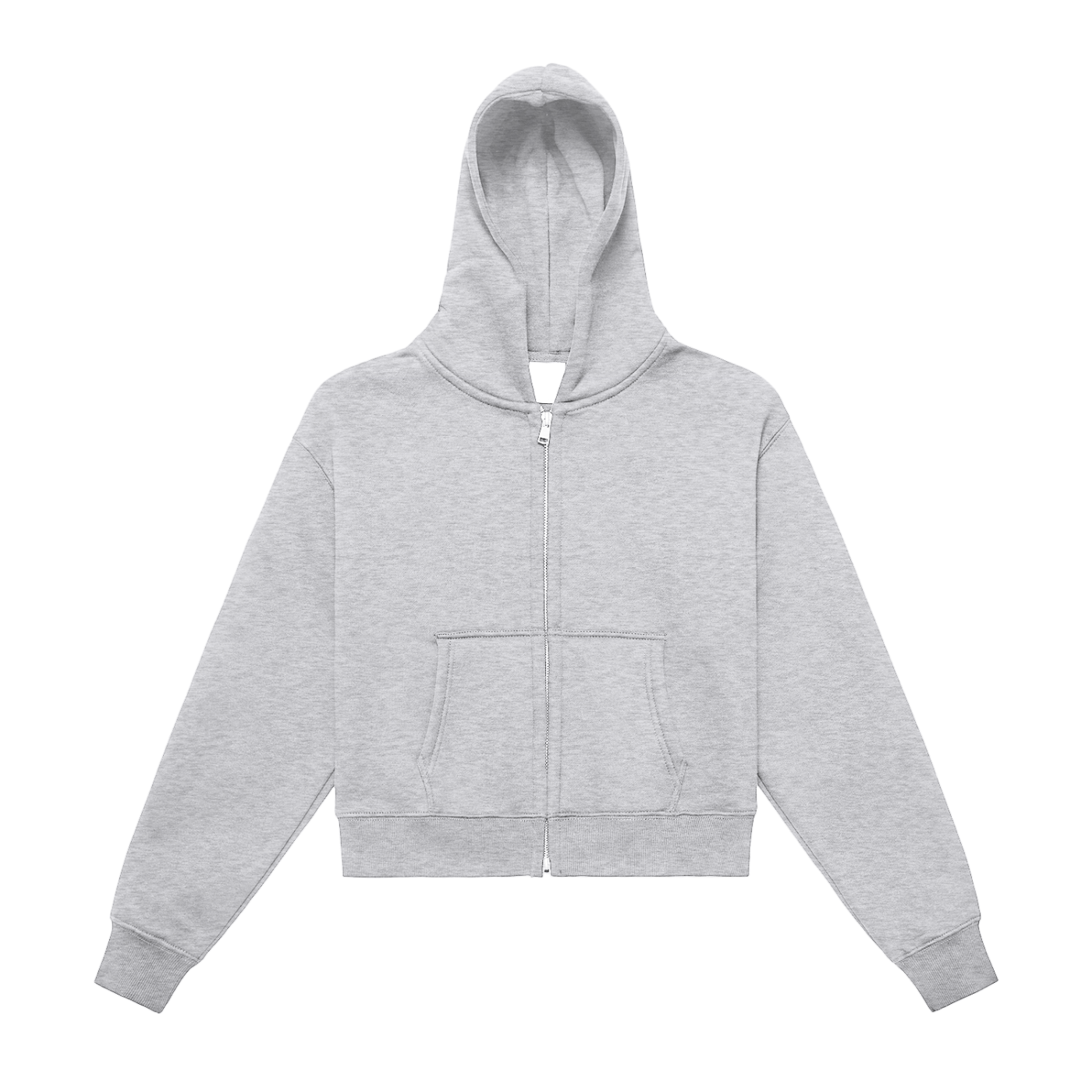 Fleeced Zip-Up Cropped Hoodie
