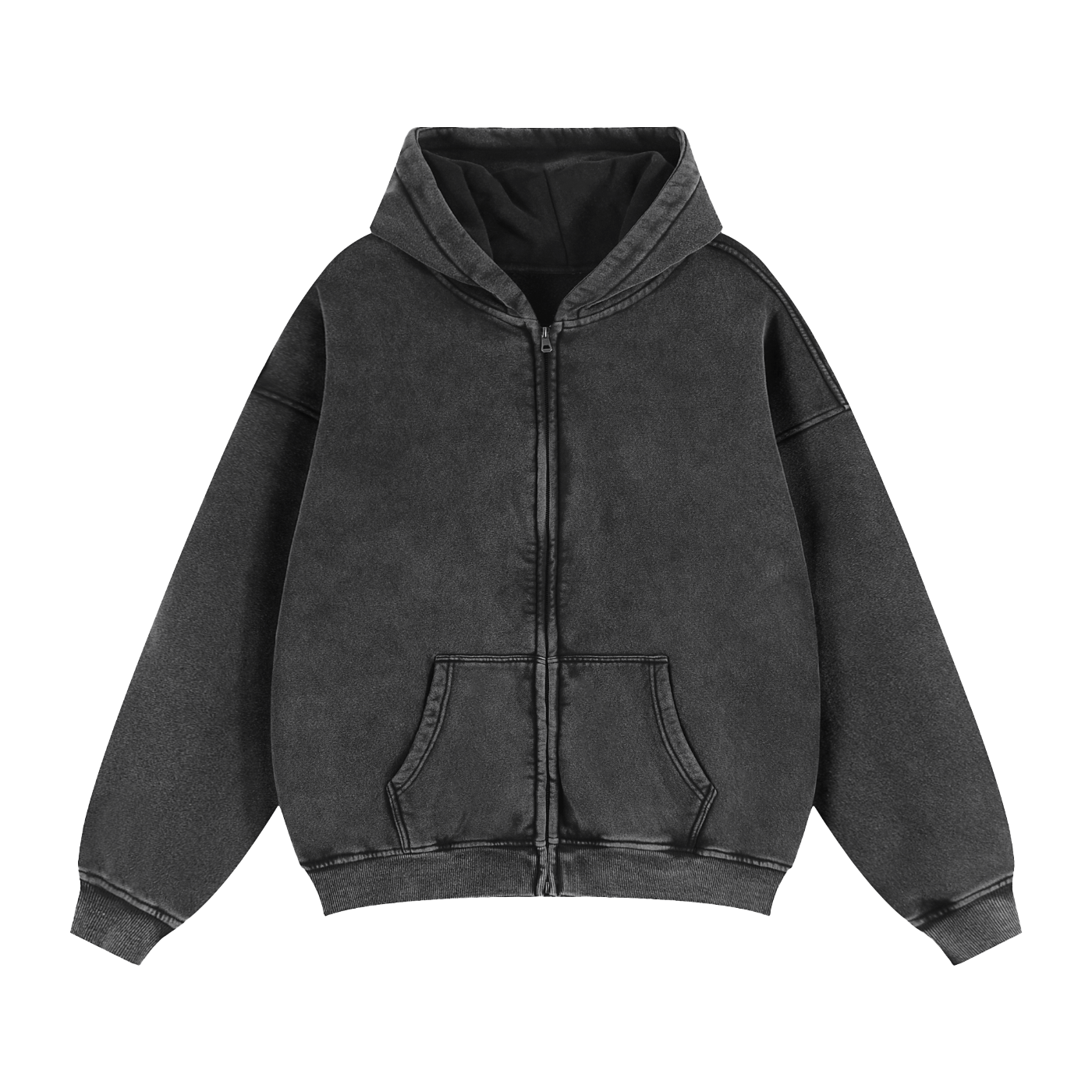 Zip-Through Boxy Fleece Hoodie