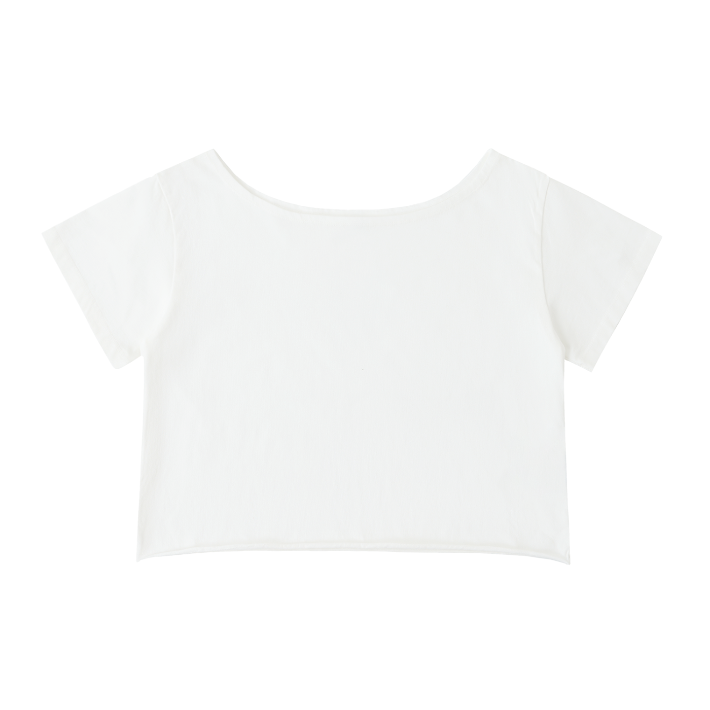 Off-Shoulder Rolled Hem Cotton T-Shirt