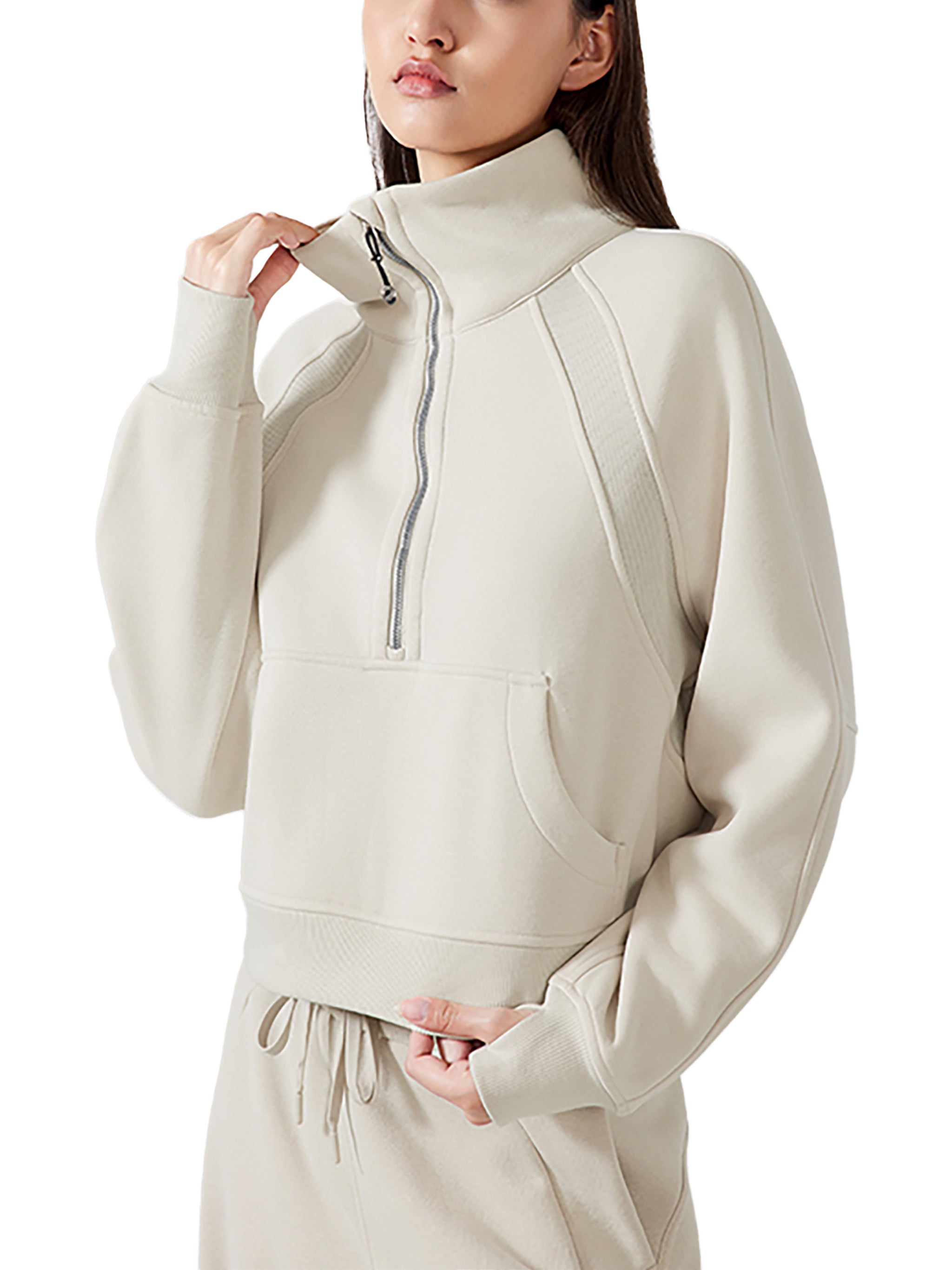 Cropped Half-Zip Sweatshirt