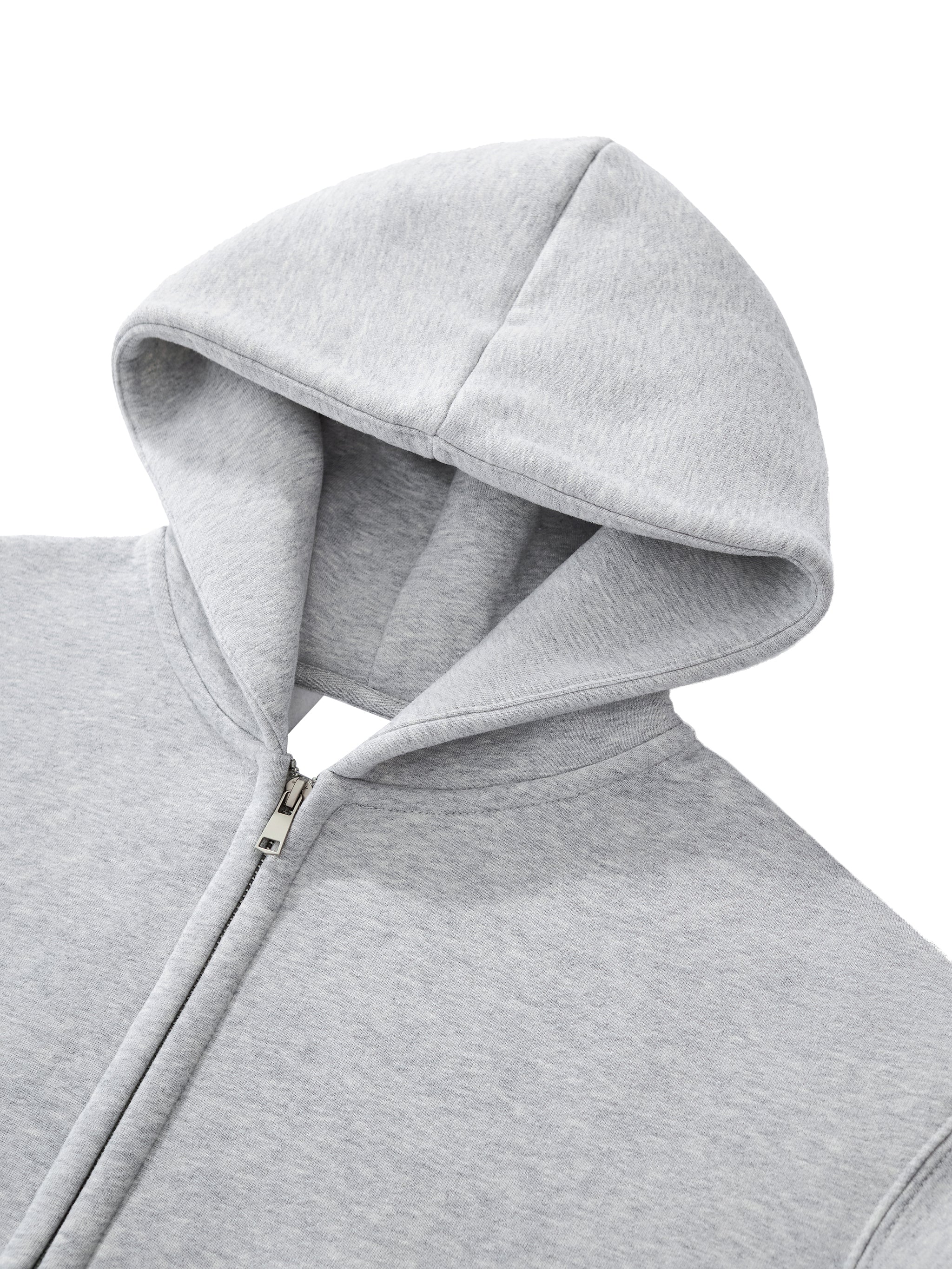 Fleeced Zip-Up Cropped Hoodie