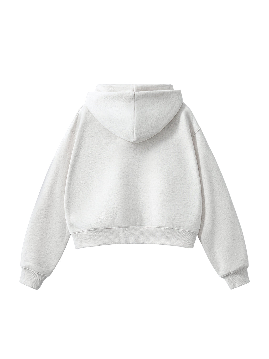 Fleeced Zip-Up Cropped Hoodie