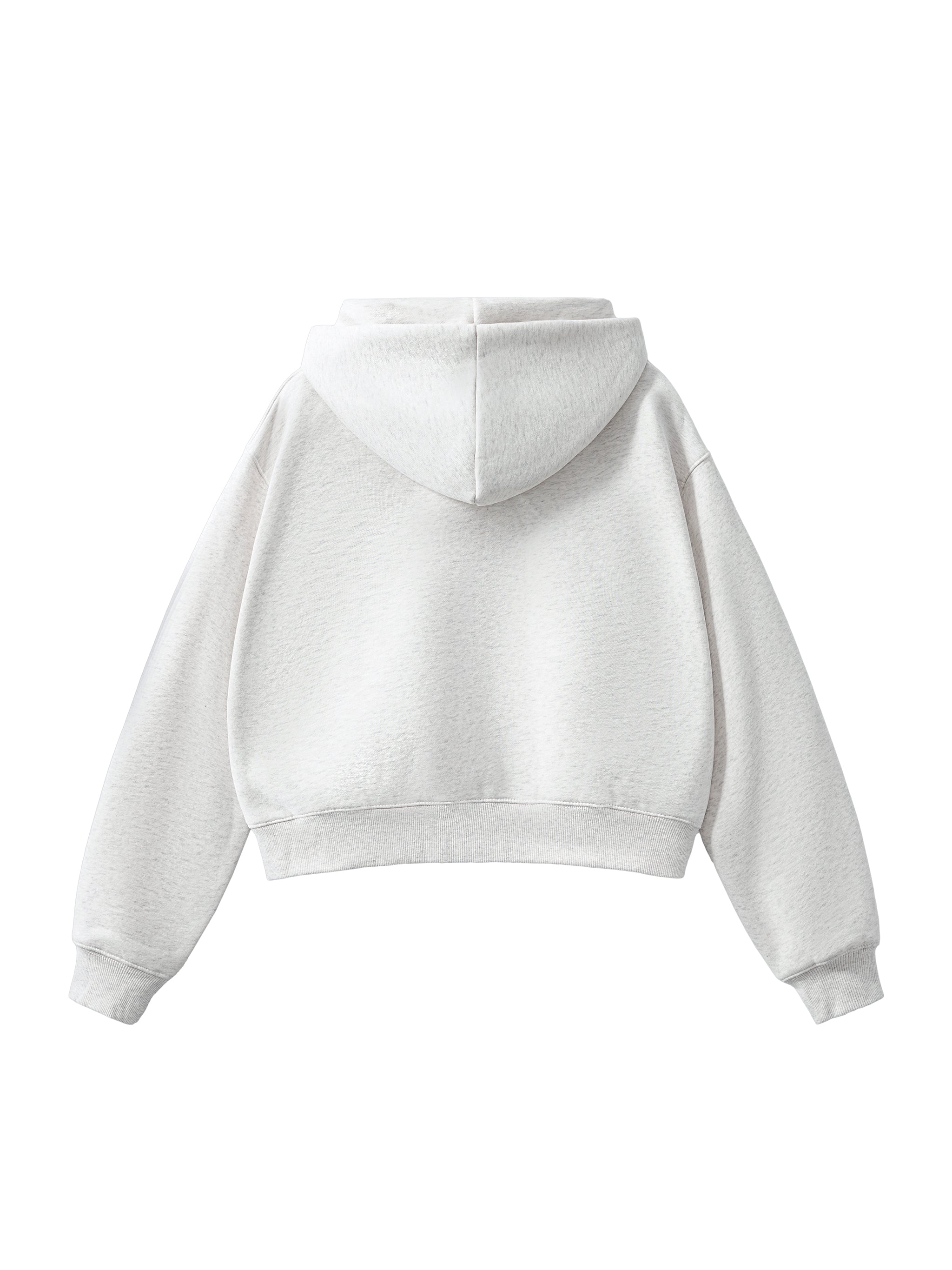 Fleeced Zip-Up Cropped Hoodie