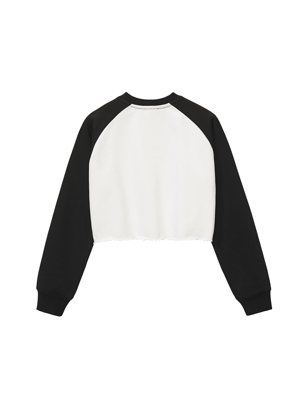 Raw-Hem Color-Block Raglan Crop Sweatshirt