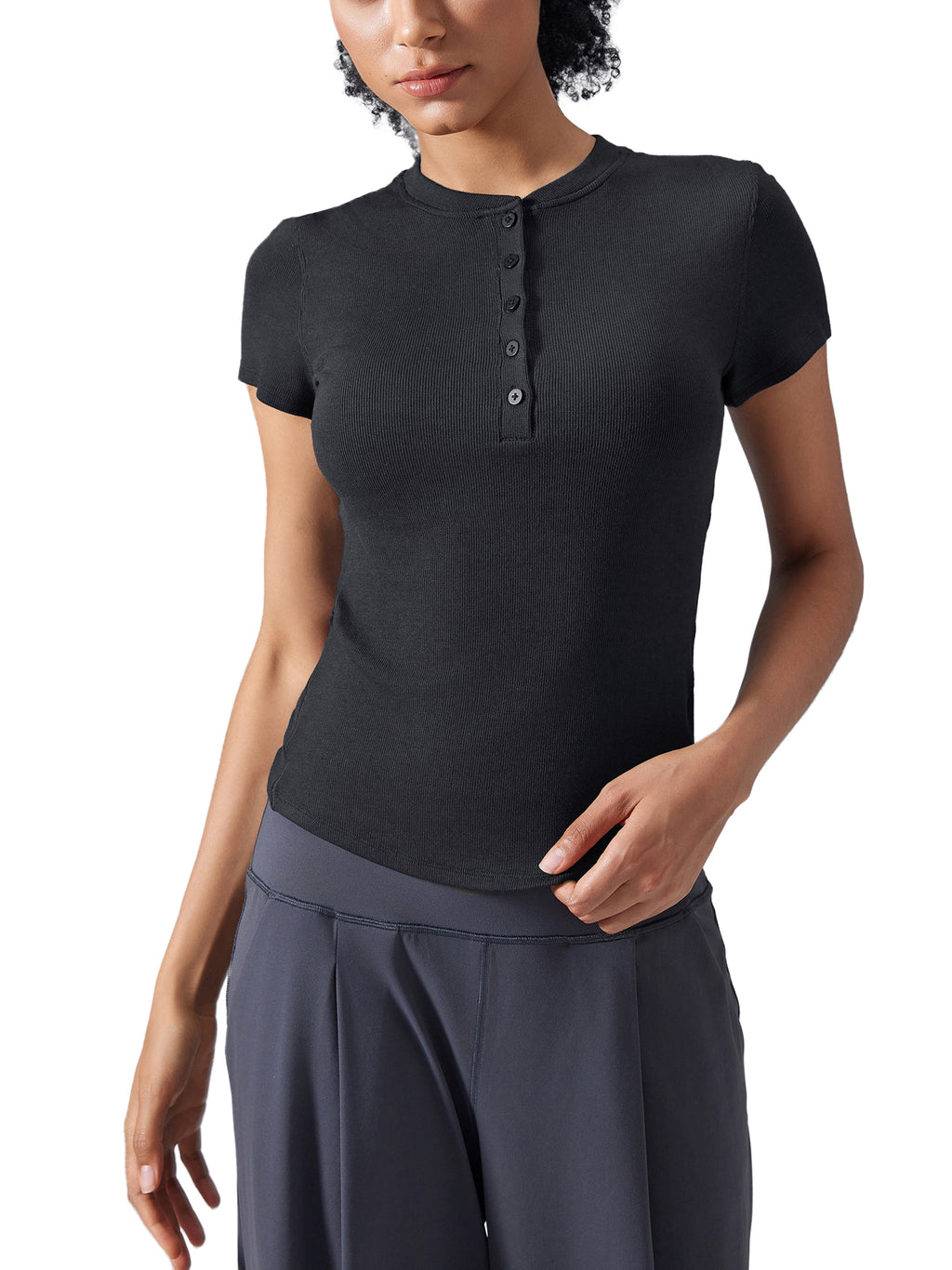 Modal Bodycon Henley Shirt